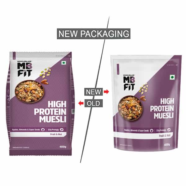 Muscleblaze Fit High Protein Muesli (Fruits & Nut | 400G) | 22G Protein