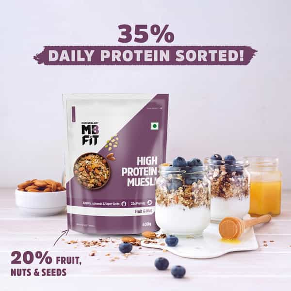 Muscleblaze Fit High Protein Muesli (Fruits & Nut | 400G) | 22G Protein