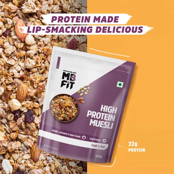 Muscleblaze Fit High Protein Muesli (Fruits & Nut | 400G) | 22G Protein