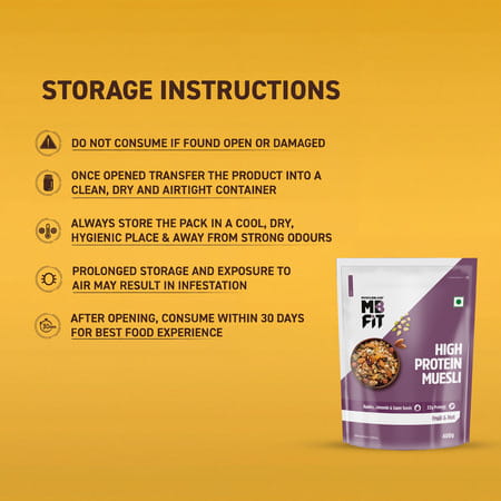 Muscleblaze Fit High Protein Muesli (Fruits & Nut | 400G) | 22G Protein