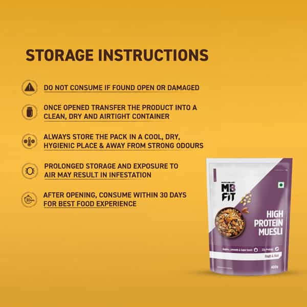 Muscleblaze Fit High Protein Muesli (Fruits & Nut | 400G) | 22G Protein