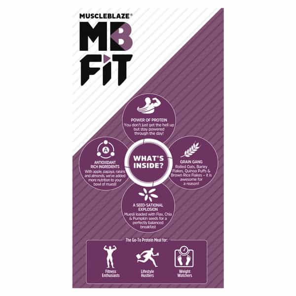 Muscleblaze Fit High Protein Muesli (Fruits & Nut | 400G) | 22G Protein