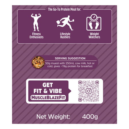 Muscleblaze Fit High Protein Muesli (Fruits & Nut | 400G) | 22G Protein