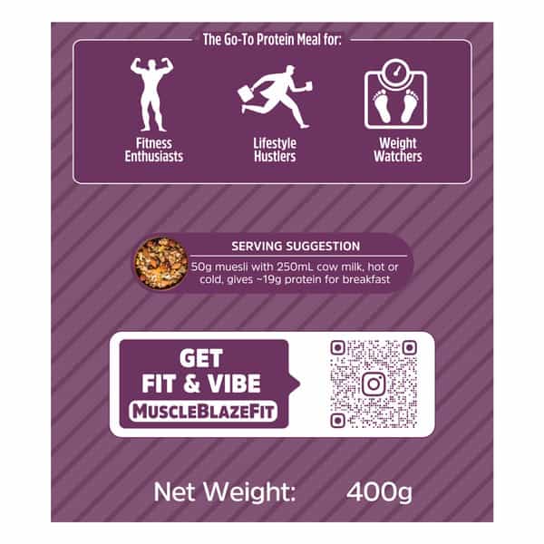 Muscleblaze Fit High Protein Muesli (Fruits & Nut | 400G) | 22G Protein