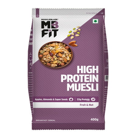 Muscleblaze High Protein Muesli 400 G | Fruits & Nut | 19 G Protein | Protein Breakfast Cereals