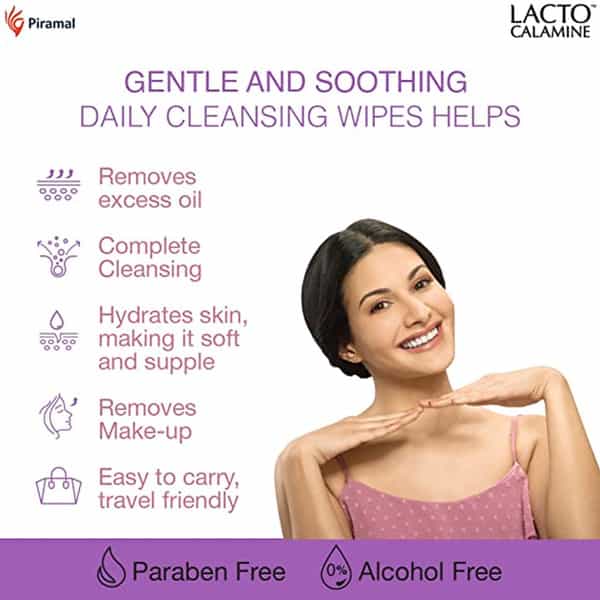 Lacto Calamine Oil Control Face Wipes With Neem, Vitamin B3 And Aloe Vera, White, 90 Count,Pack Of 3