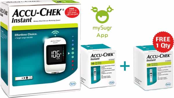 Accu-Chek Instant Wireless Blood Glucose Monitoring System | Glucometer | Free 2 X 10 Test Strips