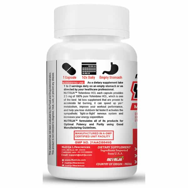 Nutrija Yohimbine 10Mg - 30 Capsules