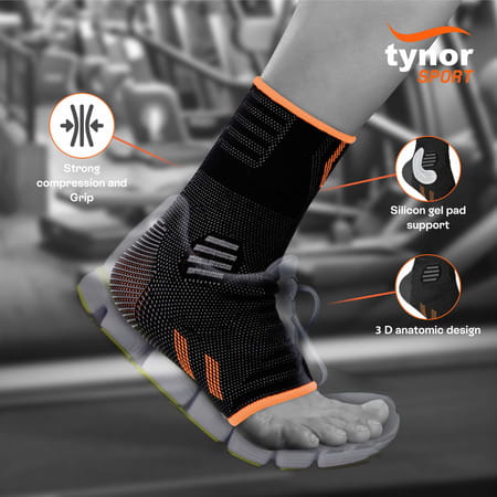 Tynor Ankle Support Air Pro Black & Orange Medium 1 Unit