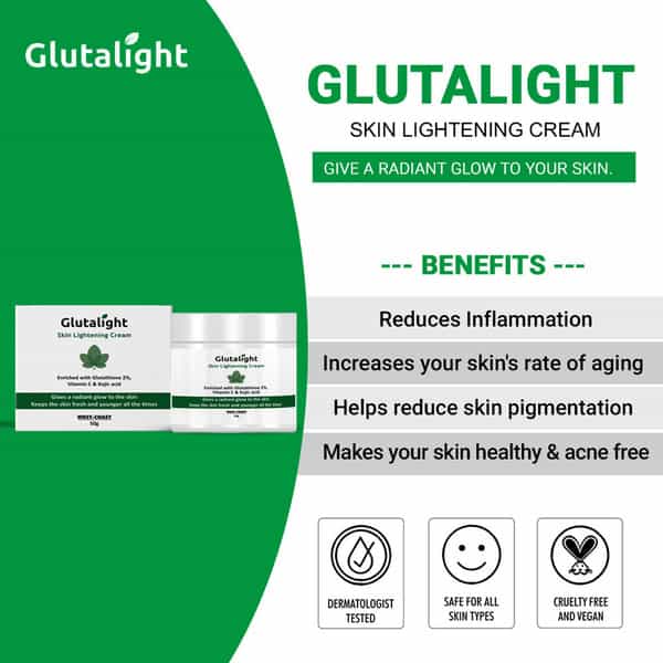 Glutalight Glutathione Vitamin C Kojic Acid Skin Brightening & Lightening Cream - 50G