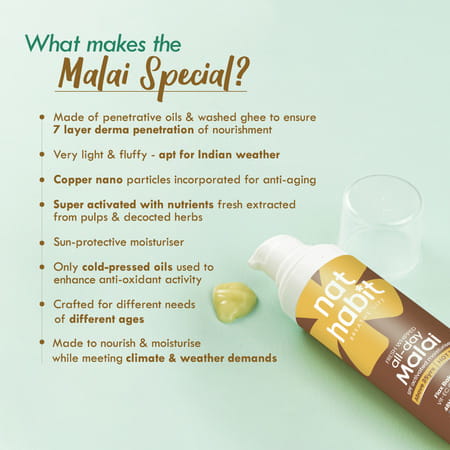 Nat Habit Flax Bakuchi Light Face Moisturizer For Glowing Skin | Vitamin E | Hot & Dry Weather - 30G