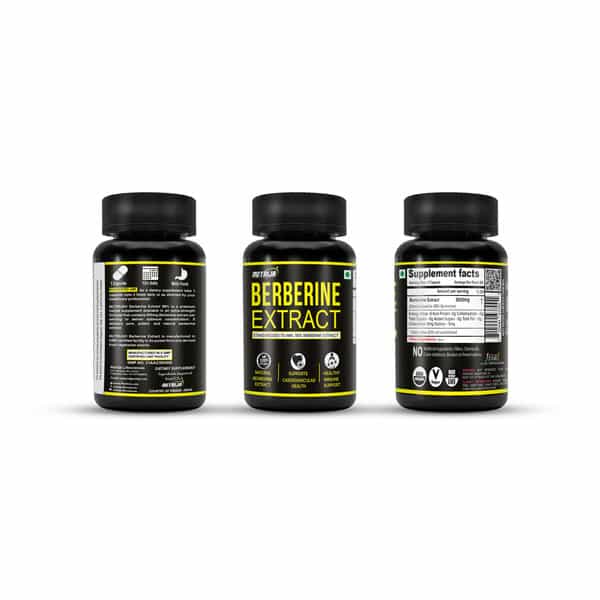 Nutrija Berberine Extract 500Mg Capsules | Standardized To Min 98% (120 Capsules)