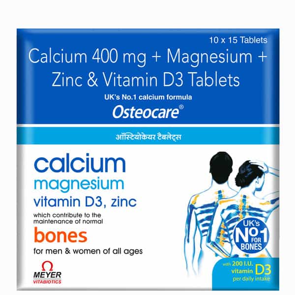 Osteocare (Calcium 400Mg+Magnesium+Zinc & Vitamin D3) Strip Of 15 Tablets