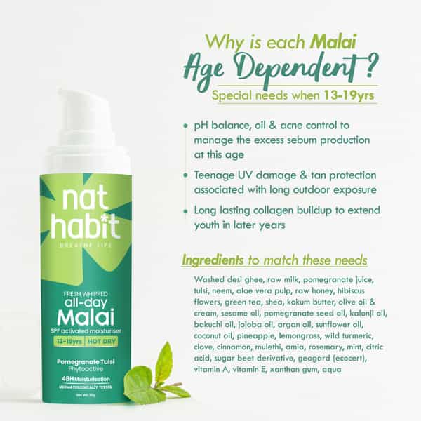 Nat Habit Pomegranate Tulsi Light Moisturizer | Non Sticky | Hot & Dry Weather - 30G