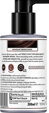 Toni & Guy Colour Amplify Hair Mask Mahogany Brown | Gives Colour Boost & Shine | 200Ml