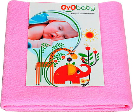 Oyo Baby Waterproof Bed Protector Baby Dry Sheet Large Pink (100 Cm X 140 Cm)