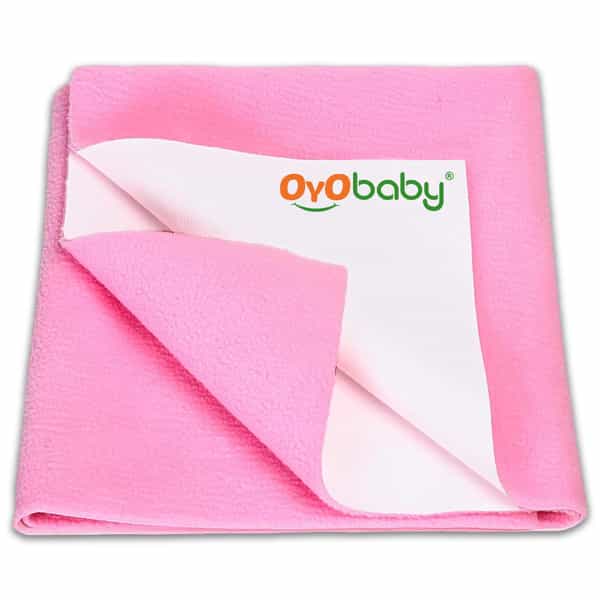 Oyo Baby Waterproof Bed Protector Baby Dry Sheet Large Pink (100 Cm X 140 Cm)
