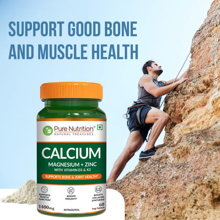 Pure Nutrition Calcium L Calcium Citrate Tablets For Bone And Muscle Health L - 60 Veg Tablets