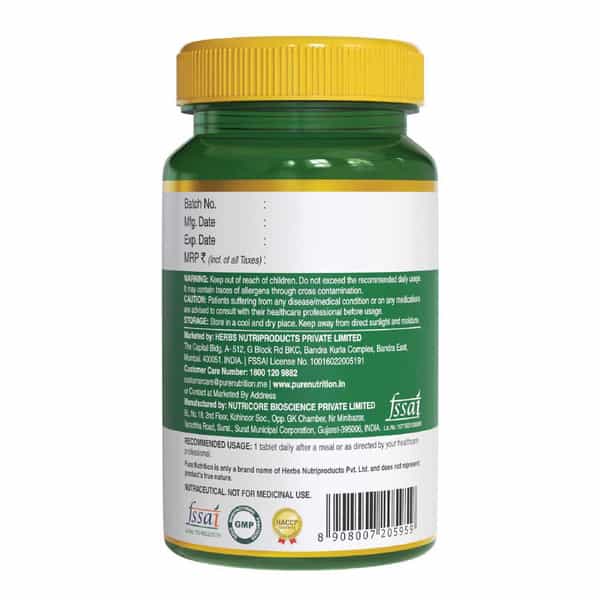 Pure Nutrition Calcium L Calcium Citrate Tablets For Bone And Muscle Health L - 60 Veg Tablets