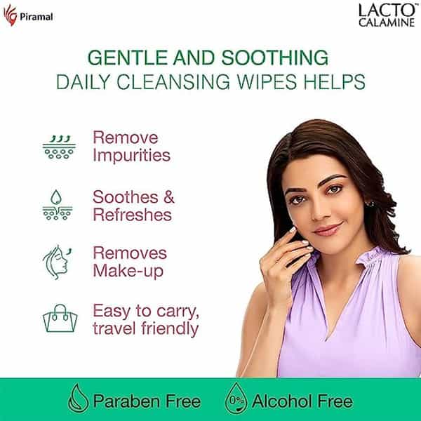 Lacto Calamine Daily Face Cleansing Wipes With Aloe Vera | White | Pack Of 3 | 75 Count