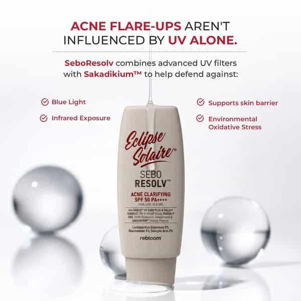 Eclipse Solaire Seboresolv Acne Clarifying Spf 50 Pa++++ (Uva| Uvb| Ir & Br)|Acne Prone Skin 60Ml