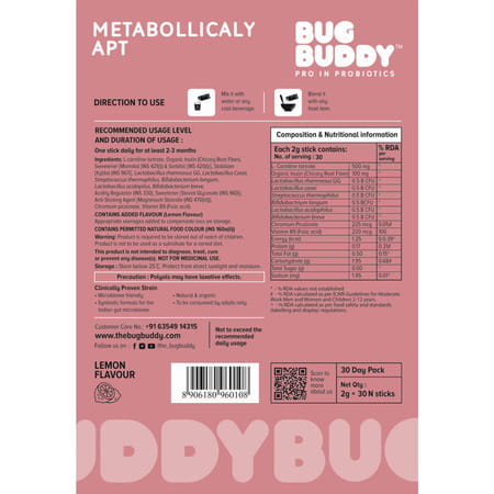 Bug Buddy Metabolically Apt | Supports Metabolism & Reduces Cravings | 30 Days Pack