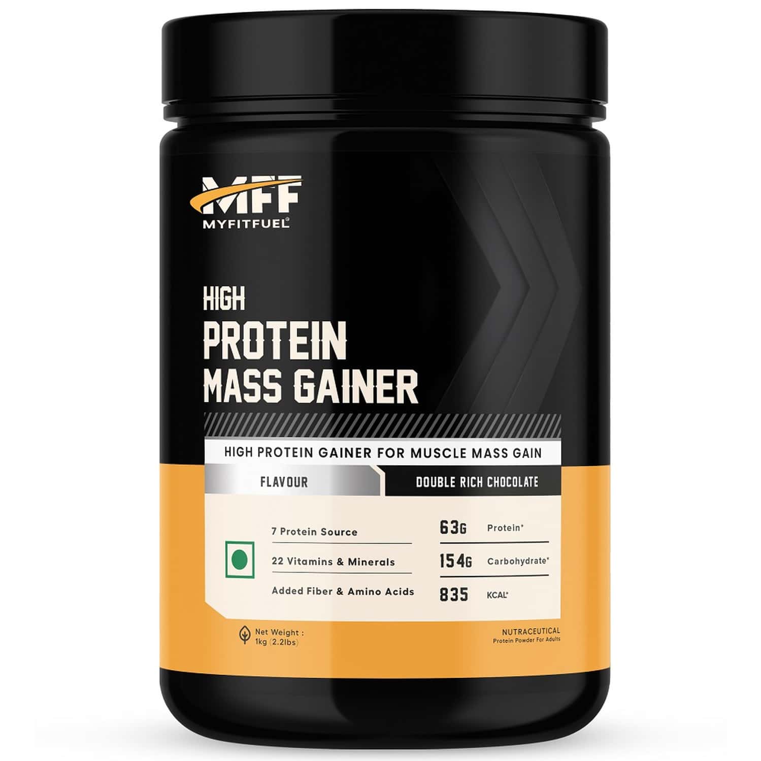 Myfitfuel Mff High Protein Mass Gainer 1 Kg (2.2 Lbs) Double Rich Chocolate