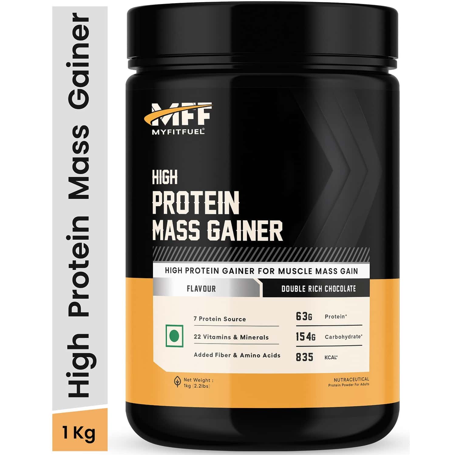 Myfitfuel Mff High Protein Mass Gainer 1 Kg (2.2 Lbs) Double Rich Chocolate