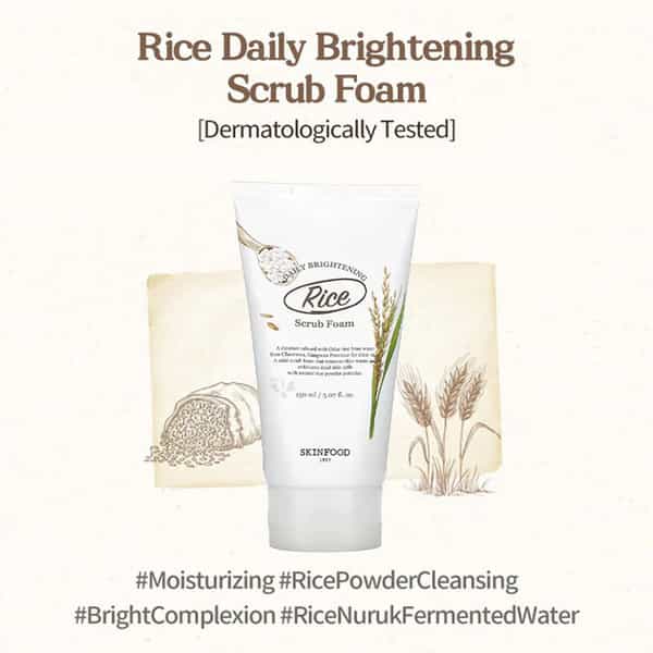 Skinfood Rice Daily Brightening Scrub Foam - Rice Bran Water - Cheorwon Odae - 150Ml