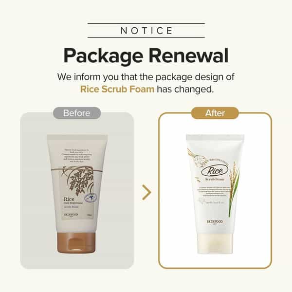 Skinfood Rice Daily Brightening Scrub Foam - Rice Bran Water - Cheorwon Odae - 150Ml