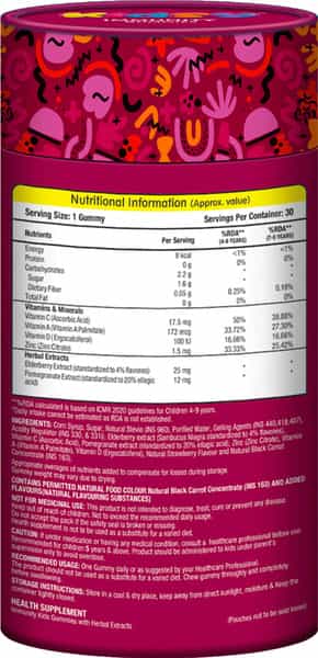 Mom & World Kidsy Immunity Gummies For Kids Chewable Gummies - 30 (Strawberry Flavour) Gummies