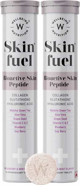 Wellbeing Nutrition Skin Fuel Japanese Collagen | L-Glutathione | Hyaluronic Acid For Skin - 30 Tabs