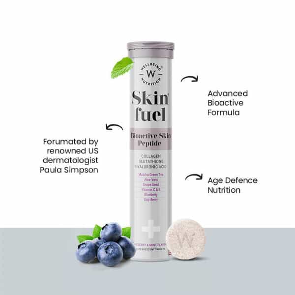 Wellbeing Nutrition Skin Fuel Japanese Collagen | L-Glutathione | Hyaluronic Acid For Skin - 30 Tabs
