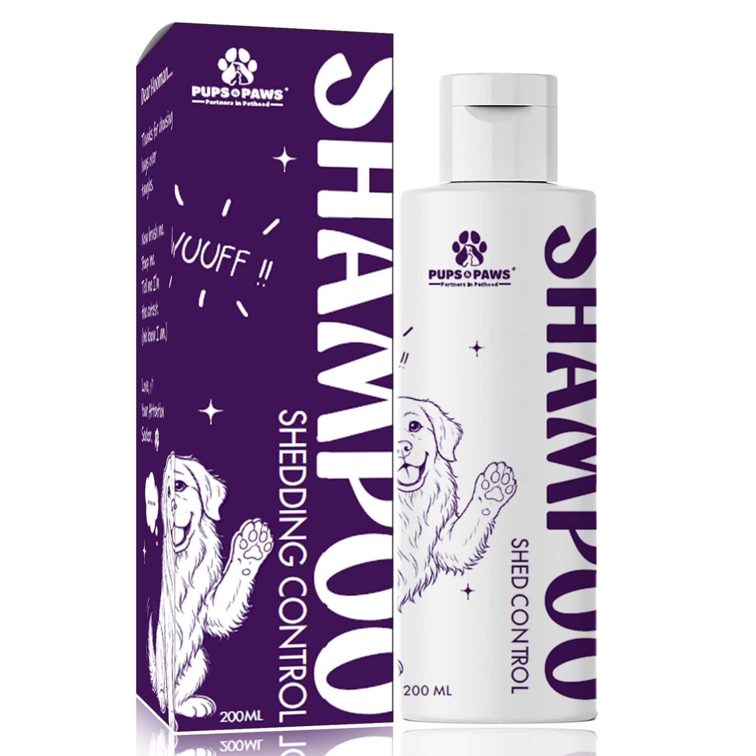 Pups & Paws Anti-Shedding Dog Shampoo For Hair Fall With Coconut | Biotin & Aloe Vera | 200 Ml