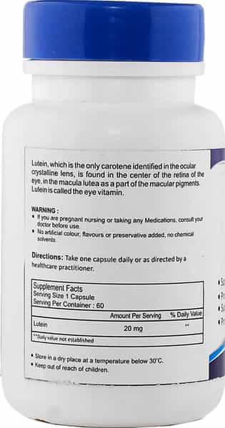Healthvit Lutein 20Mg Nutrition For Eye - 60 Capsules
