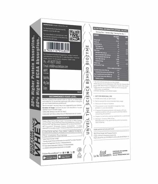 Muscleblaze Biozyme Performance Whey 25G Protein | 36G Sachet | Single Pack | Rich Chocolate