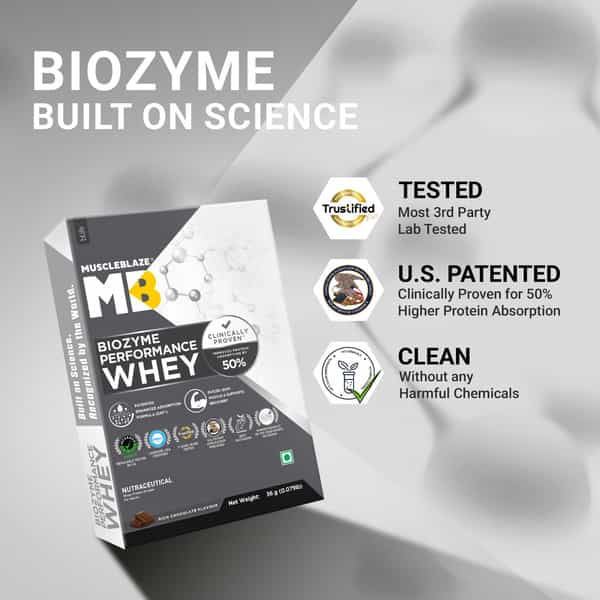 Muscleblaze Biozyme Performance Whey 25G Protein | 36G Sachet | Single Pack | Rich Chocolate