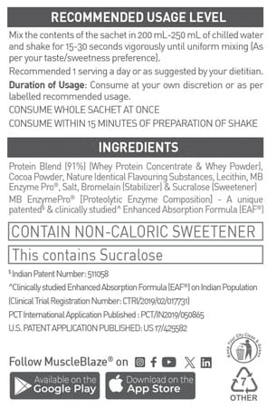 Muscleblaze Biozyme Performance Whey Rich Chocolate 36G (Single Serving)
