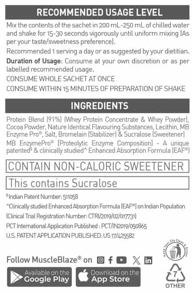 Muscleblaze Biozyme Performance Whey Rich Chocolate 36G (Single Serving)