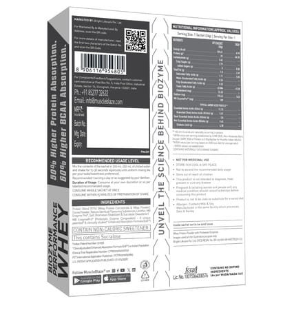 Muscleblaze Biozyme Performance Whey Rich Chocolate 36G (Single Serving)