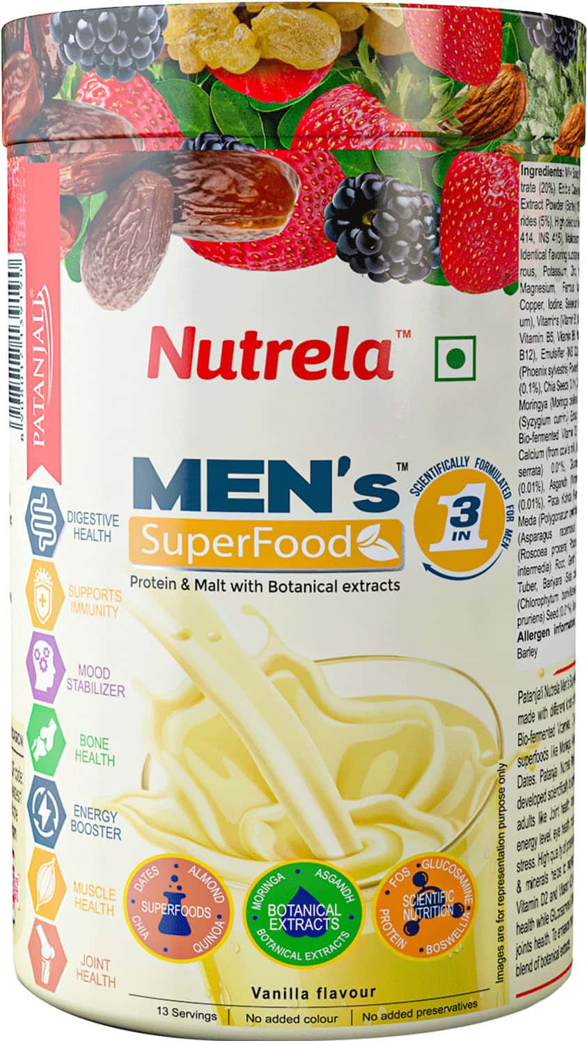 Patanjali Nutrela Men'S Superfood- Protein & Malt With Botanical Extracts- 400g Jar