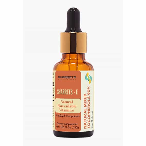Sharrets E - Organic Vitamin E Oil For Face | Skin | Hair - Natural Mixed Tocopherols | Vegan