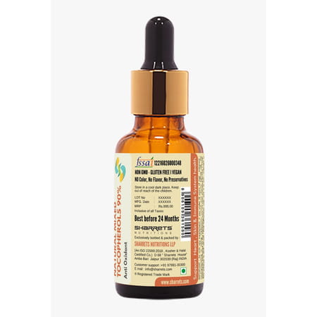 Sharrets E - Organic Vitamin E Oil For Face | Skin | Hair - Natural Mixed Tocopherols | Vegan