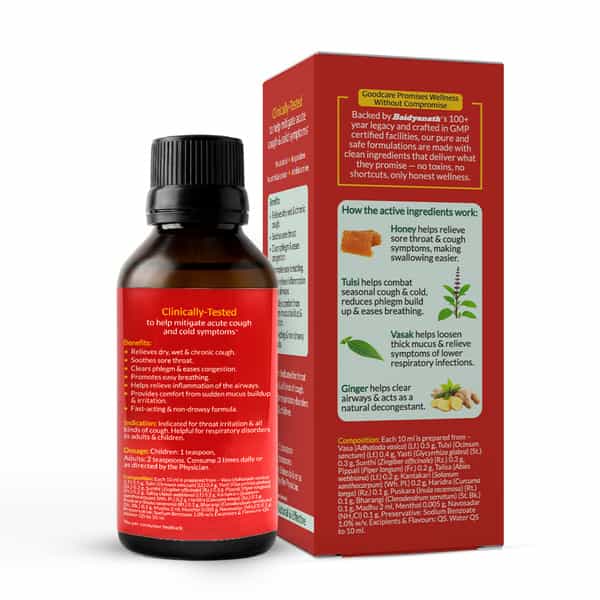 Goodcare Dr Honey Cough Syrup | Adults | Tulsi Ginger | 100 Ml | Pack Of 1