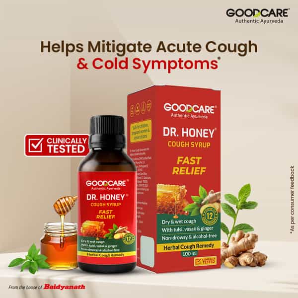 Goodcare Dr Honey Cough Syrup | Adults | Tulsi Ginger | 100 Ml | Pack Of 1