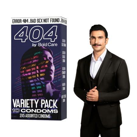404 By Bold Care Variety Pack Condoms For Men |5 Different Types |with Disposable Pouches - 10 Pcs.