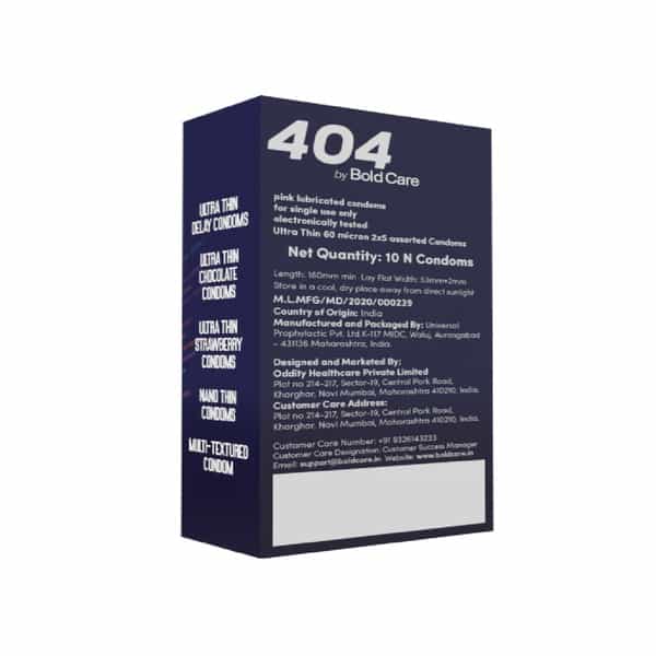 404 By Bold Care Variety Pack Condoms For Men |5 Different Types |With Disposable Pouches - 10 Pcs.