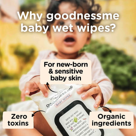Goodness.Me Made With Organic Pure Water Baby Wet Wipes Pediatrician Certified Pack Of 3 (216 Wipes)
