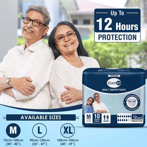 Kare In Premium Adult Diaper Pants Medium 75 - 100 Cm (30"- 40") Unisex Elastic Waist 10 Count