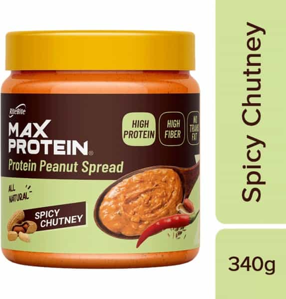 Max Protein Peanut Spread - Spicy Chutney [340 Gm] - Pack Of 1